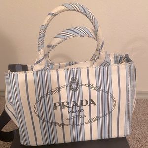 Prada stripe tote bag